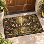 Wild Berry Bramble Welcome Mat with dimensional printed themed artwork; representative AI-generated mockup.