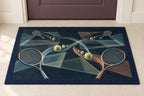 Doubles Rally Labyrinth Welcome Mat with dimensional printed themed artwork; representative AI-generated mockup.