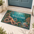 Octopus Garden Welcome Mat with dimensional printed themed artwork; representative AI-generated mockup.