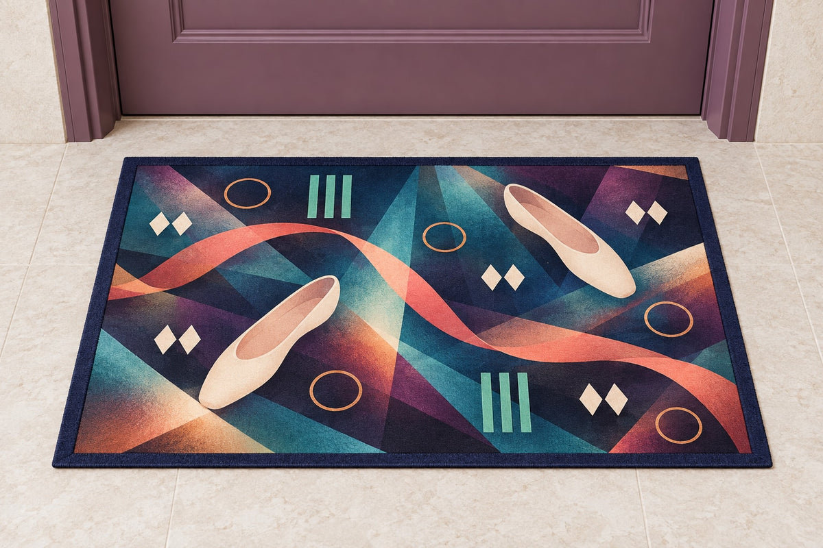 Tempo Lantern Rehearsal Welcome Mat with dimensional printed themed artwork; representative AI-generated mockup.