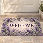 Lavender Sprigs Welcome Mat with dimensional printed themed artwork; representative AI-generated mockup.