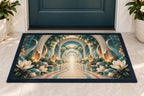 Voice Bloom Resonance Atrium Welcome Mat with dimensional printed themed artwork; representative AI-generated mockup.