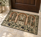 Olive Branch Pantry Welcome Mat with dimensional printed themed artwork; representative AI-generated mockup.