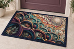 Loopflower Lattice Atrium Welcome Mat with dimensional printed themed artwork; representative AI-generated mockup.