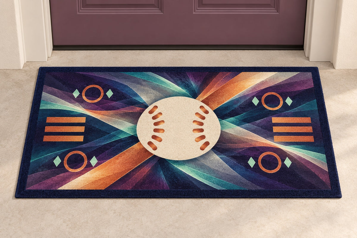 Diamond Dusk Rally Welcome Mat with dimensional printed themed artwork; representative AI-generated mockup.