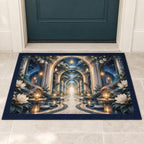 Nurse Care Lantern Atrium Welcome Mat with dimensional printed themed artwork; representative AI-generated mockup.