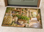 Herbal Tea Shelf Welcome Mat with dimensional printed themed artwork; representative AI-generated mockup.