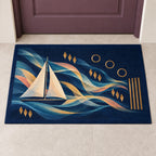 Windward Loom Weekend Welcome Mat with dimensional printed themed artwork; representative AI-generated mockup.
