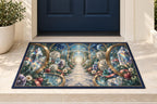 Prismatic Discovery Conservatory Welcome Mat with dimensional printed themed artwork; representative AI-generated mockup.