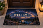 Milky Way Arch Welcome Mat with dimensional printed themed artwork; representative AI-generated mockup.
