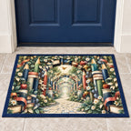 Elementary Learning Garden Welcome Mat with dimensional printed themed artwork; representative AI-generated mockup.
