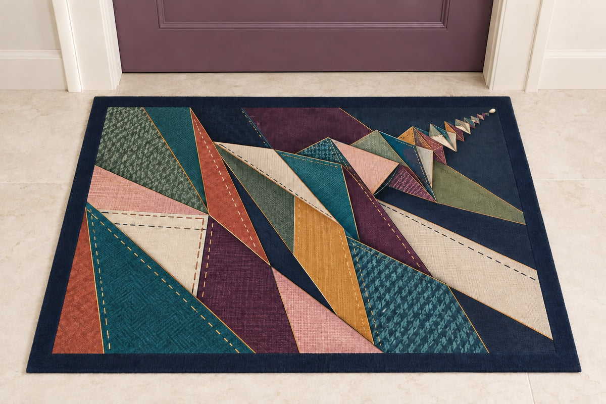 Selvedge Prismfall Welcome Mat with dimensional printed themed artwork; representative AI-generated mockup.
