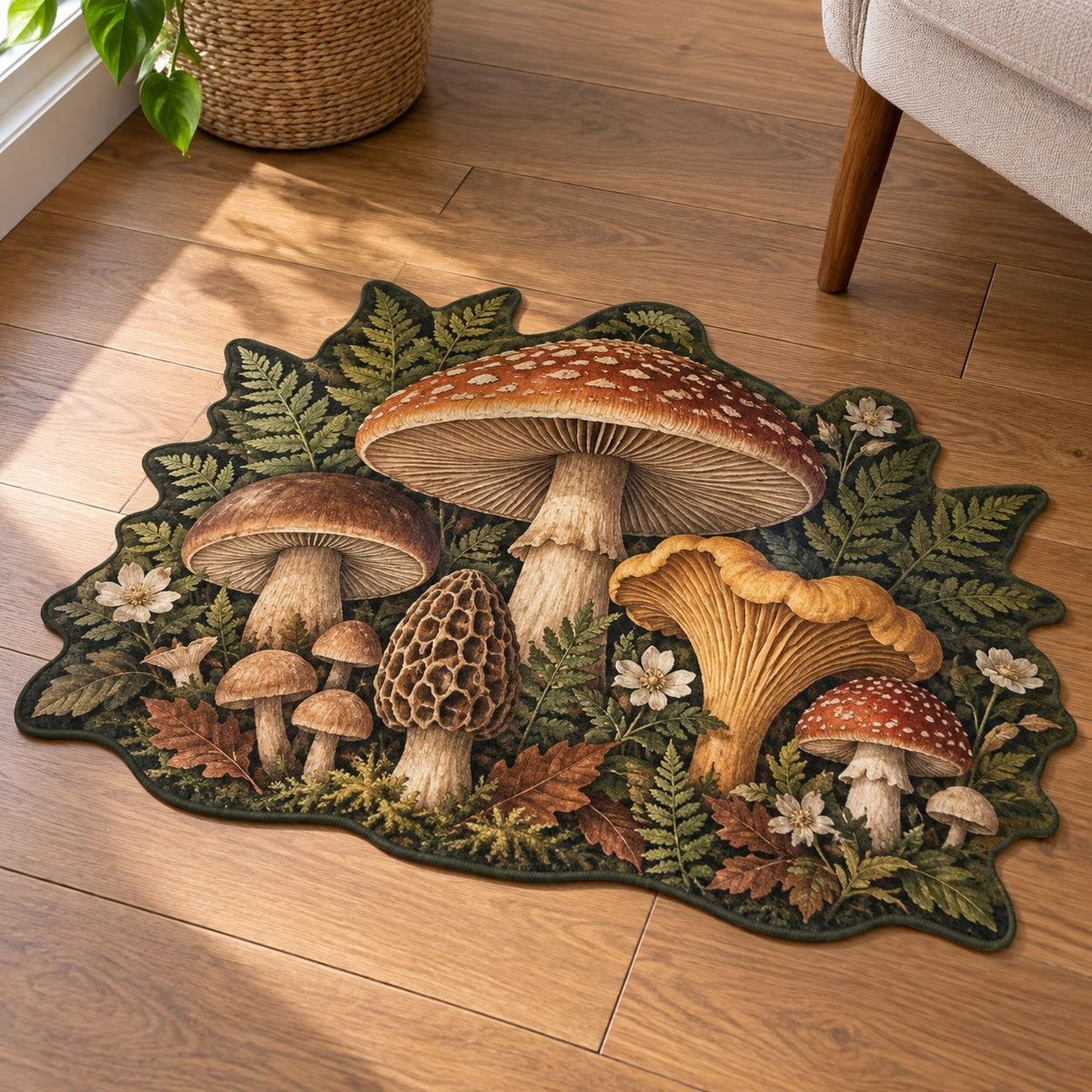Mushroom Field Journal Custom Shape Mat with dimensional printed themed artwork; representative AI-generated mockup.