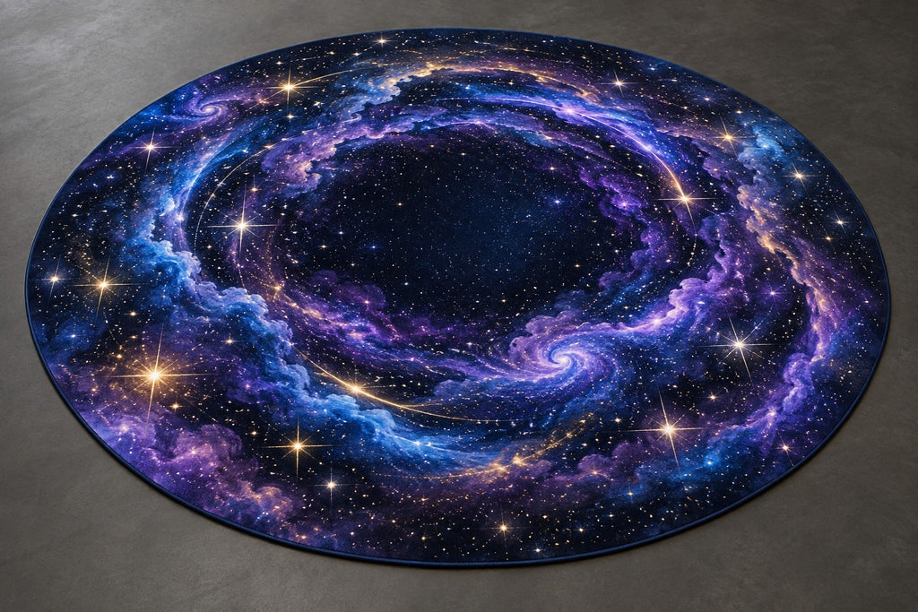 Milestone Birthday Star Portal Custom Shape Mat with dimensional printed themed artwork; representative AI-generated mockup.
