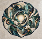 Equilibrium Ledger Atrium Custom Shape Mat with dimensional printed themed artwork; representative AI-generated mockup.