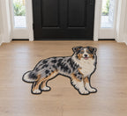Australian Shepherd Custom Shape Mat with dimensional printed themed artwork; representative AI-generated mockup.