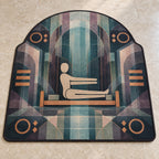 Coreline Carriage Lattice Custom Shape Mat with dimensional printed themed artwork; representative AI-generated mockup.