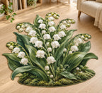 Lily of the Valley Custom Shape Mat with dimensional printed themed artwork; representative AI-generated mockup.