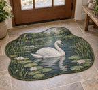 Swan and Reeds Custom Shape Mat with dimensional printed themed artwork; representative AI-generated mockup.