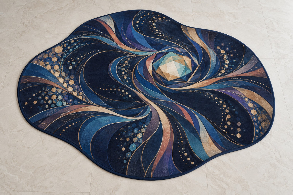 Nocturne Orrery Custom Shape Mat with dimensional printed themed artwork; representative AI-generated mockup.