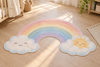Rainbow Weather Custom Shape Mat with dimensional printed themed artwork; representative AI-generated mockup.