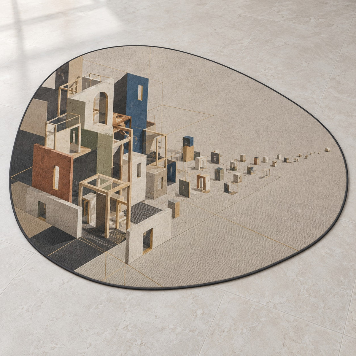 Pocket Atelier Parallax Custom Shape Mat with dimensional printed themed artwork; representative AI-generated mockup.