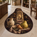 Pear Still Life Custom Shape Mat with dimensional printed themed artwork; representative AI-generated mockup.