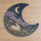 Bunny Moon Meadow Custom Shape Mat with dimensional printed themed artwork; representative AI-generated mockup.