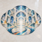Laboratory Discovery Atrium Custom Shape Mat with dimensional printed themed artwork; representative AI-generated mockup.