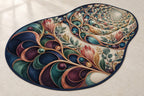 Loopflower Lattice Atrium Custom Shape Mat with dimensional printed themed artwork; representative AI-generated mockup.