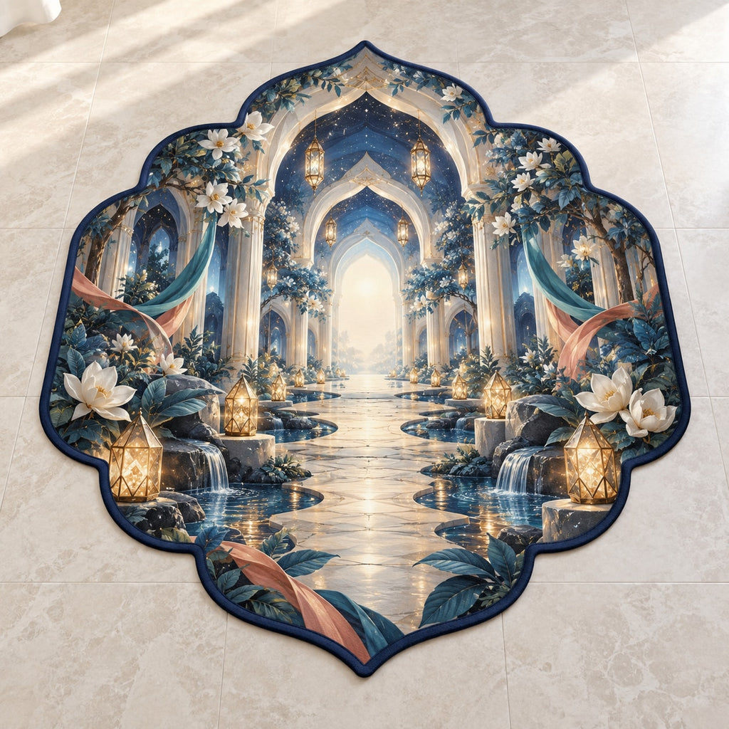 Nurse Care Lantern Atrium Custom Shape Mat with dimensional printed themed artwork; representative AI-generated mockup.
