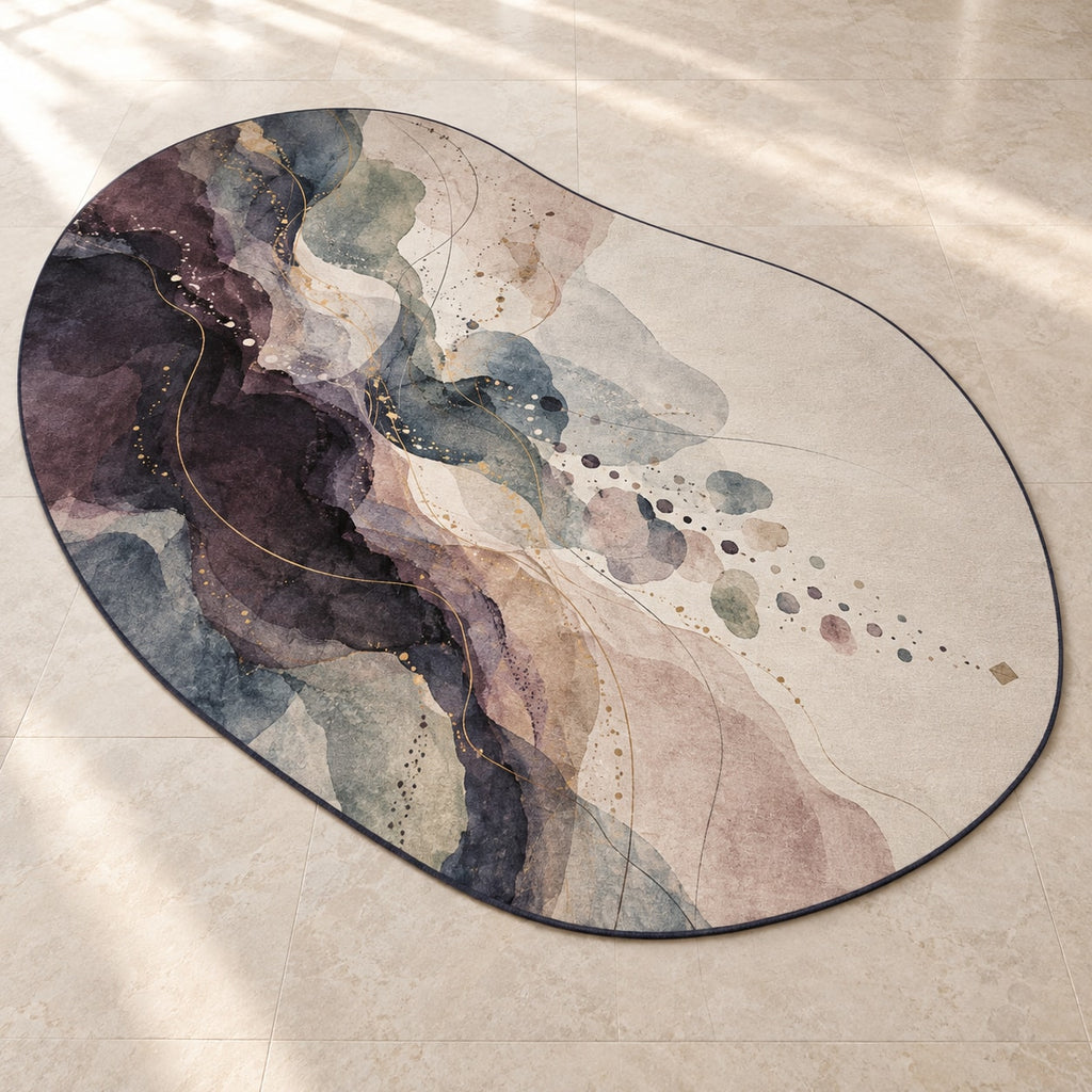 Quiet Margin Aurora Custom Shape Mat with dimensional printed themed artwork; representative AI-generated mockup.