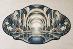Structural Horizon Atrium Custom Shape Mat with dimensional printed themed artwork; representative AI-generated mockup.