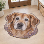 Senior Dog Companion Custom Shape Mat with dimensional printed themed artwork; representative AI-generated mockup.