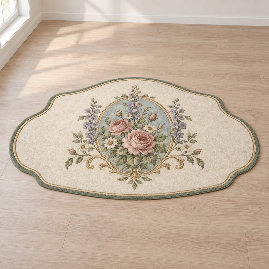 Vintage Garden Cameo Custom Shape Mat with dimensional printed themed artwork; representative AI-generated mockup.