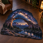 Milky Way Arch Custom Shape Mat with dimensional printed themed artwork; representative AI-generated mockup.