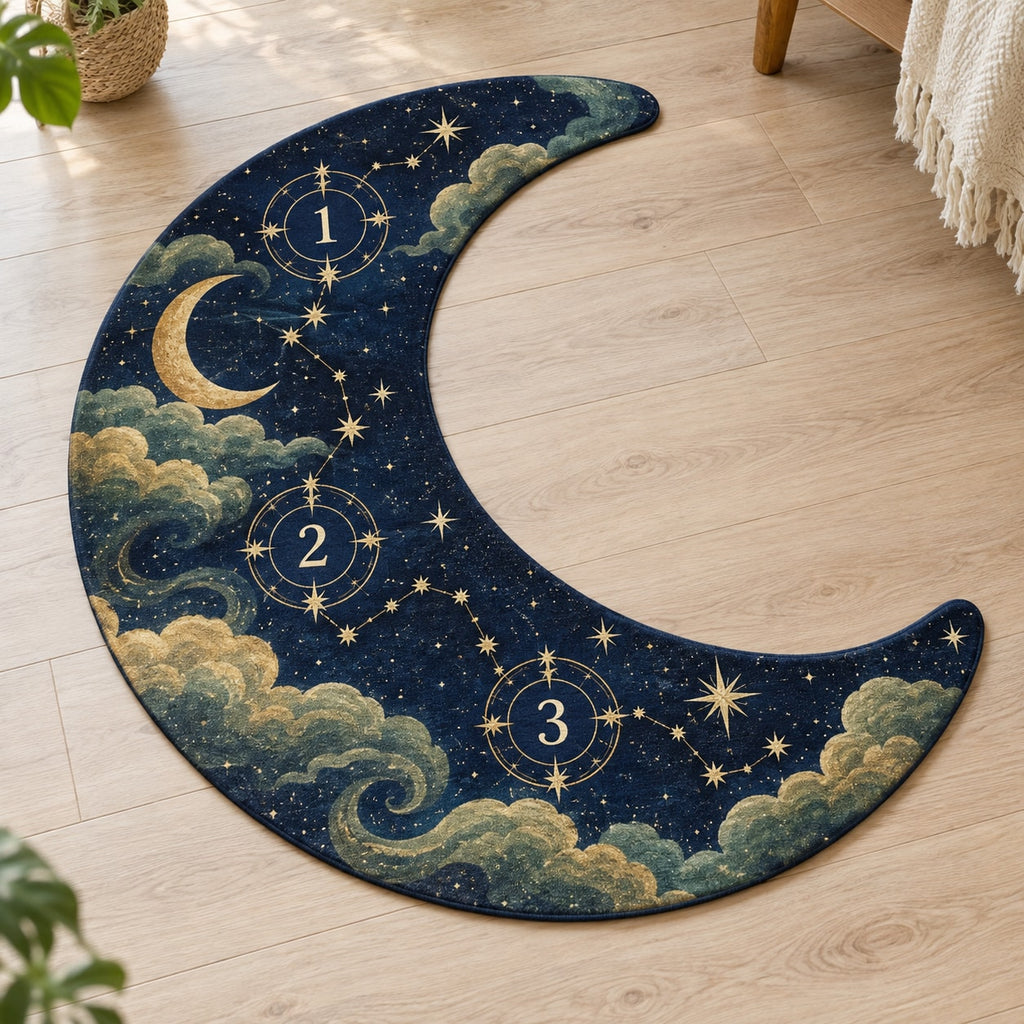 Number Constellation Custom Shape Mat with dimensional printed themed artwork; representative AI-generated mockup.