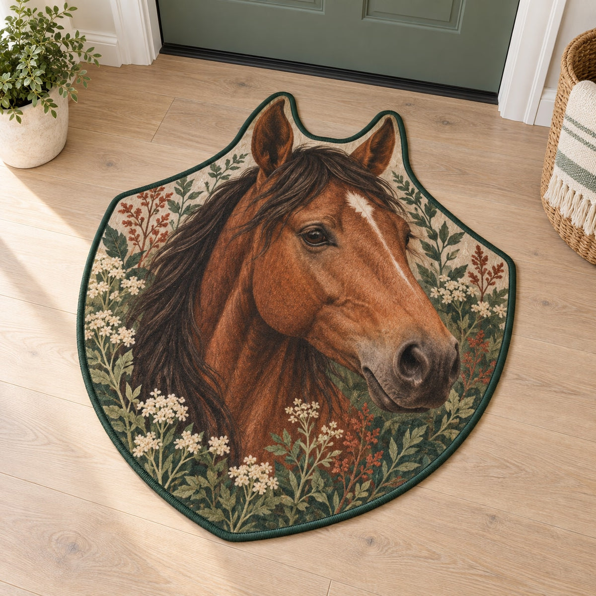 Horse Companion Custom Shape Mat with dimensional printed themed artwork; representative AI-generated mockup.
