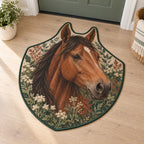 Horse Companion Custom Shape Mat with dimensional printed themed artwork; representative AI-generated mockup.
