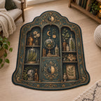 Alchemy Botanical Cabinet Custom Shape Mat with dimensional printed themed artwork; representative AI-generated mockup.