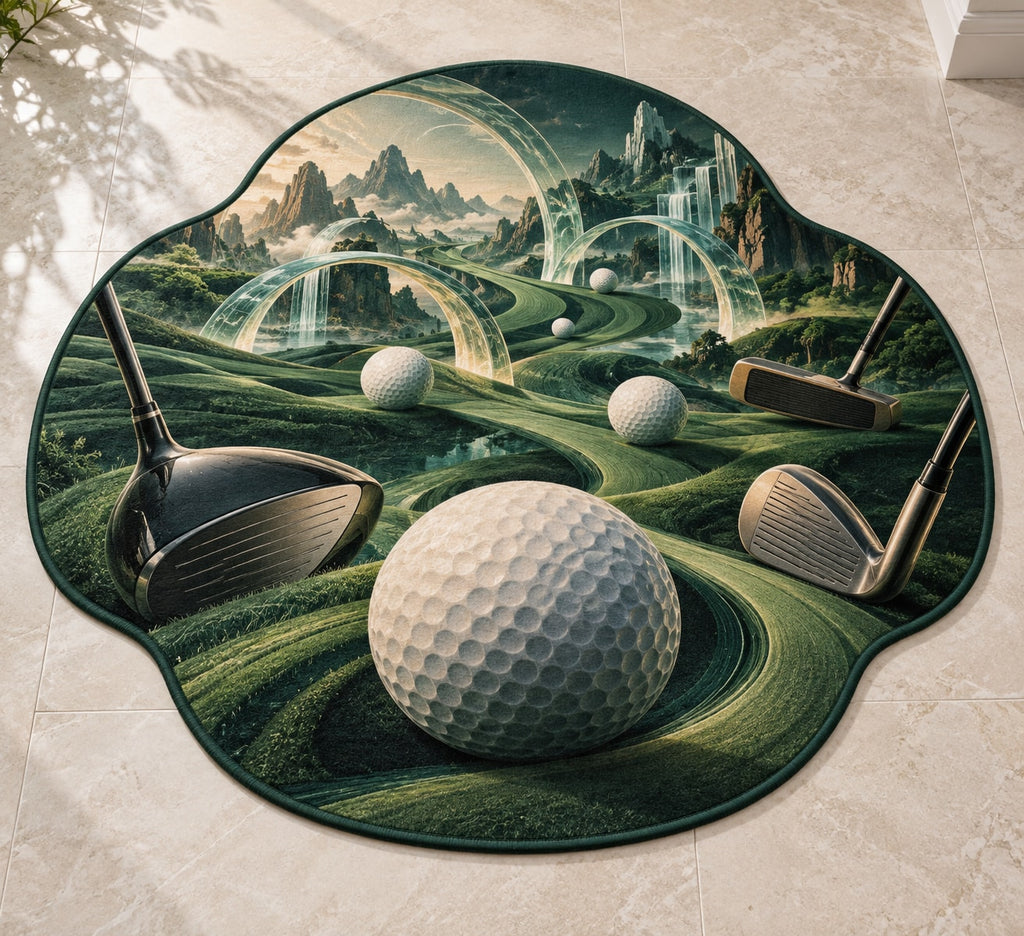 Verdant Pinflight Observatory Custom Shape Mat with dimensional printed themed artwork; representative AI-generated mockup.