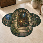Secret Garden Library Custom Shape Mat with dimensional printed themed artwork; representative AI-generated mockup.