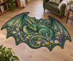 Dragon and Wildflowers Custom Shape Mat with dimensional printed themed artwork; representative AI-generated mockup.