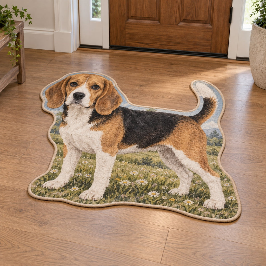 Beagle Custom Shape Mat with dimensional printed themed artwork; representative AI-generated mockup.