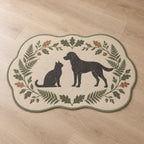 Woodland Pet Silhouette Custom Shape Mat with dimensional printed themed artwork; representative AI-generated mockup.