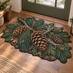 Pinecones and Needles Custom Shape Mat with dimensional printed themed artwork; representative AI-generated mockup.