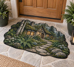 Woodland Cottage Custom Shape Mat with dimensional printed themed artwork; representative AI-generated mockup.