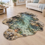 Tide Pool Creatures Custom Shape Mat with dimensional printed themed artwork; representative AI-generated mockup.