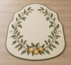 Citrus Garden Wedding Wreath Custom Shape Mat with dimensional printed themed artwork; representative AI-generated mockup.