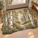 Birch Grove Custom Shape Mat with dimensional printed themed artwork; representative AI-generated mockup.